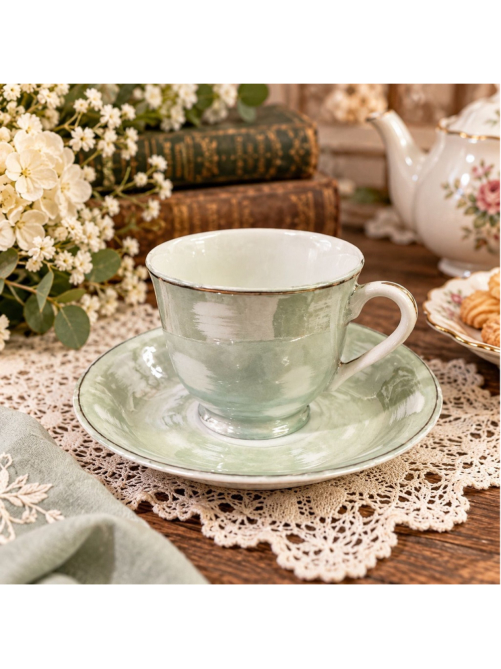 Iridescent Lusterware Cup & Saucer Set